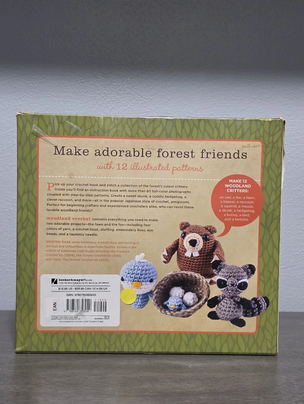 WOODLAND CROCHET Kit Craft Set New Green Multicolor DIY Gift Cottagecore